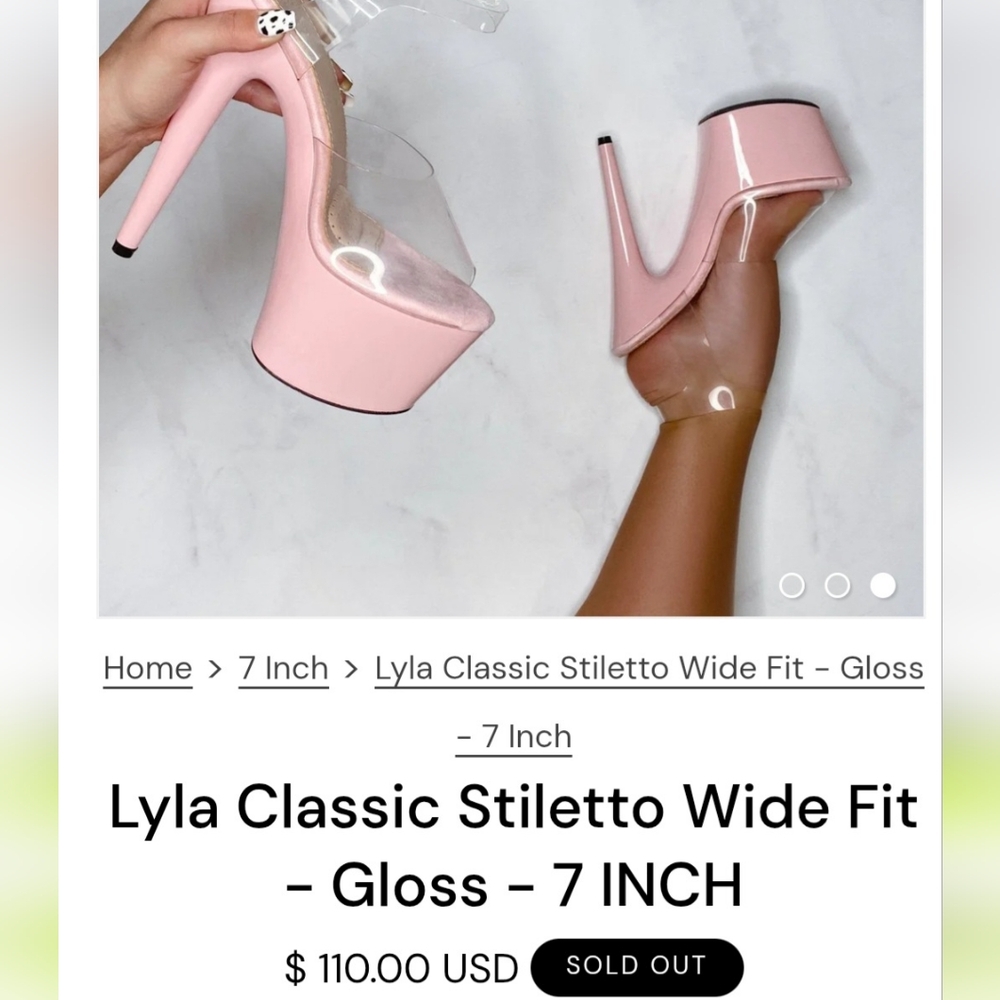 Hella Heels Lyla Classic Stiletto Wide Fit Gloss 7 Inch Size 7